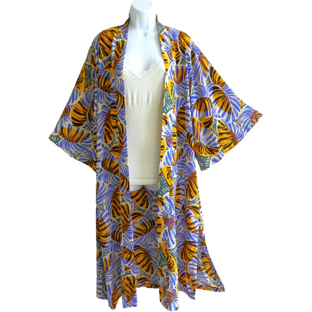 Kimono Corey Lynn Calter Anthropologie Duster Steampunk Abstract Frond Easy Care